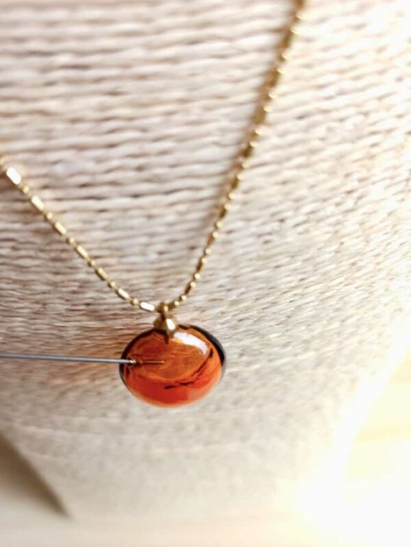 Amber colour glass diffuser bottle necklace