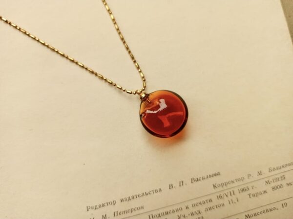 Amber colour glass diffuser bottle necklace