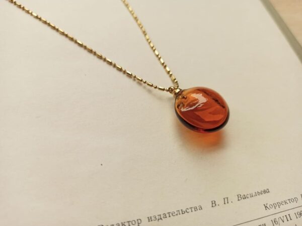 Amber colour glass diffuser bottle necklace