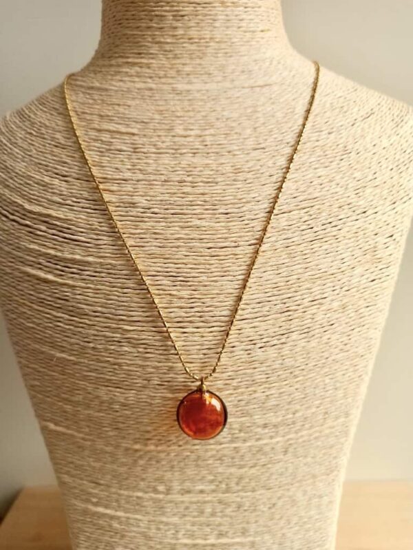 Amber colour glass diffuser bottle necklace