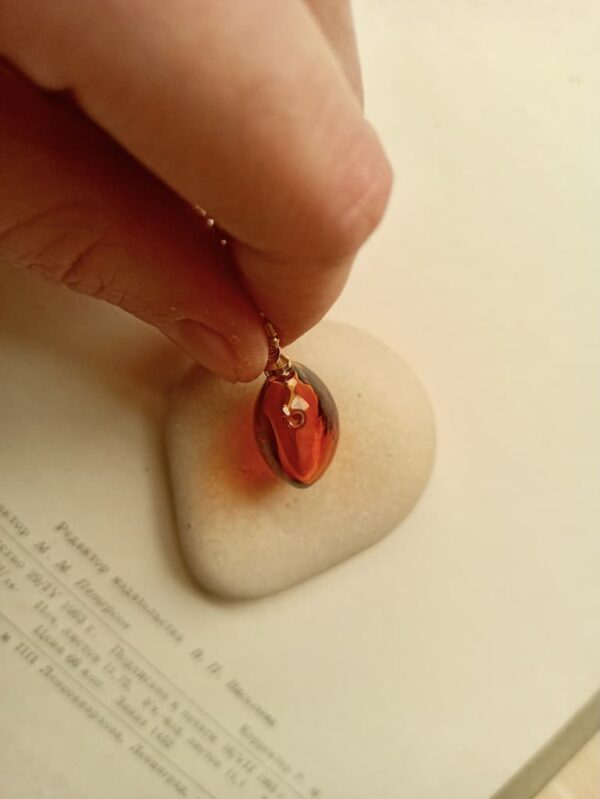 Amber colour glass diffuser bottle necklace