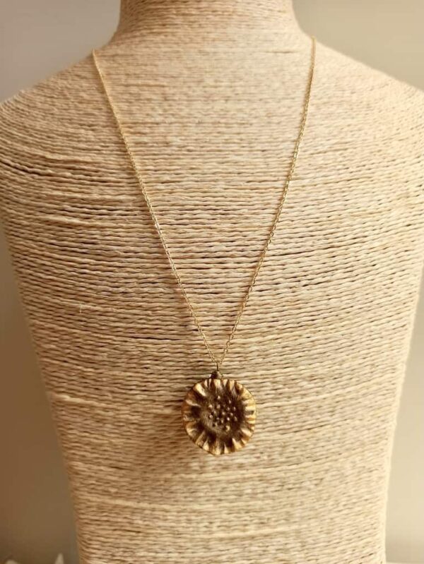 ceramic gold-brown flower diffuser necklace