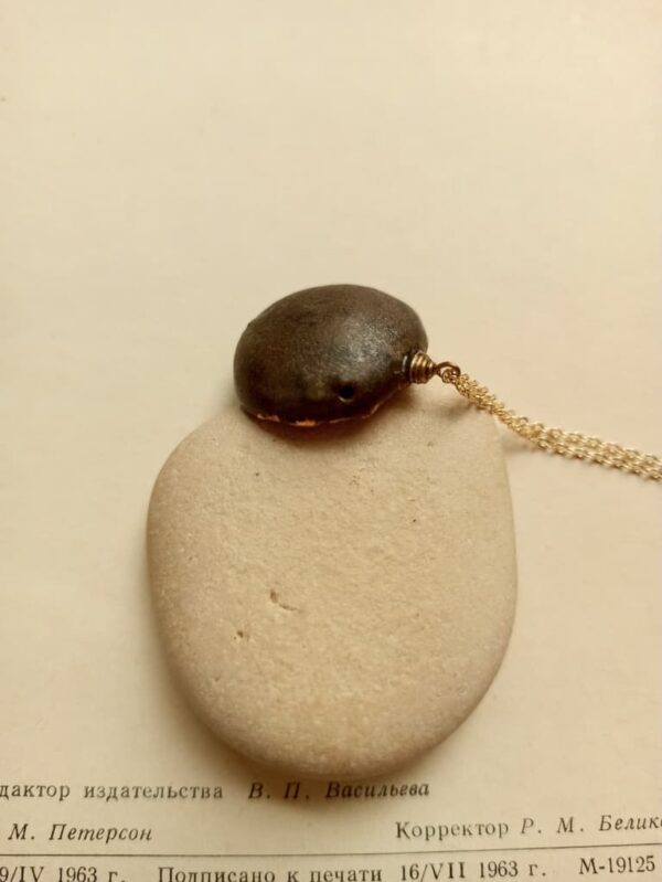 ceramic gold-brown flower diffuser necklace