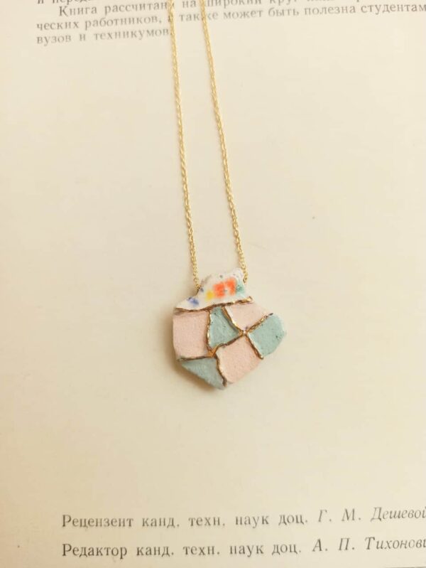 Irregular patchwork diffuser necklace