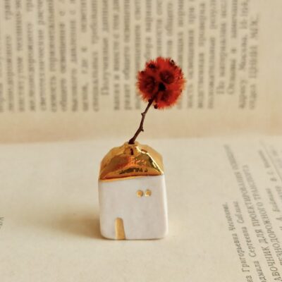 golden little house incense holder