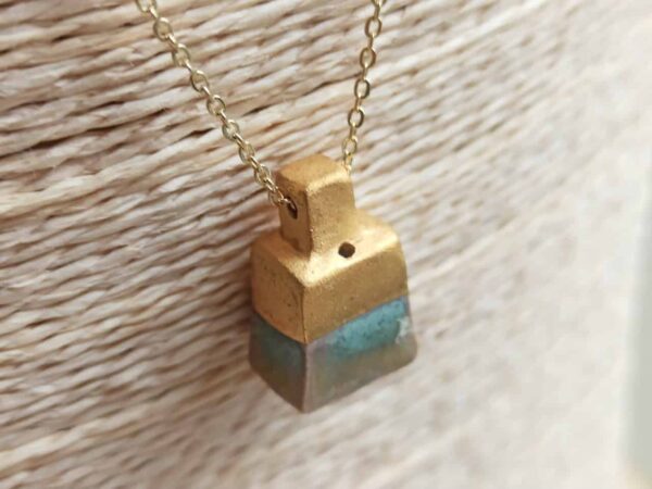 Blue gold diffuser bottle necklace