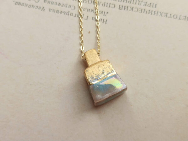 Blue gold diffuser bottle necklace