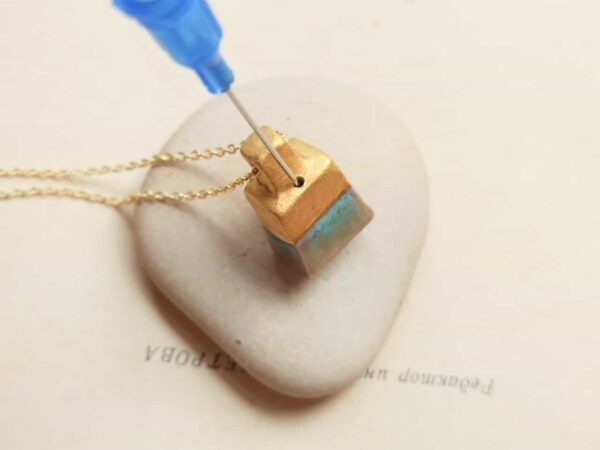 Blue gold diffuser bottle necklace