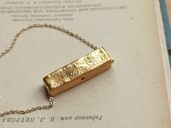 gold brick diffuser bottle necklace