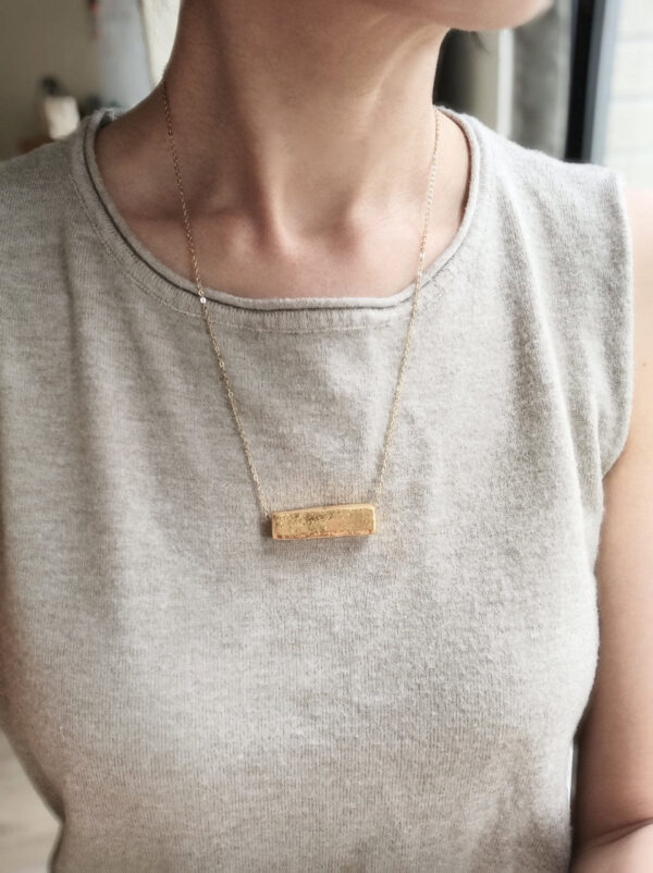 gold brick diffuser bottle necklace