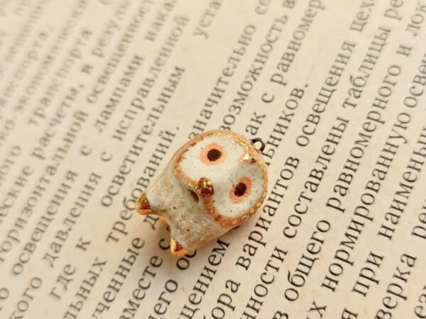 pink orange owl ceramic diffuser necklace