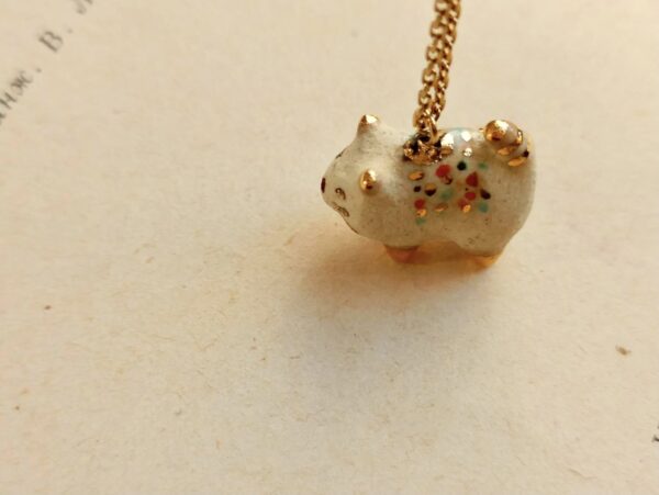 colour dotted fatty cat ceramic diffuser necklace