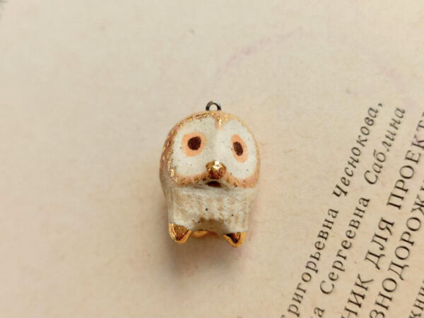 pink orange owl ceramic diffuser necklace