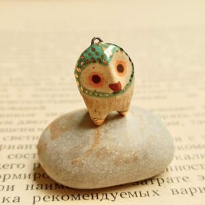 mint green owl ceramic diffuser necklace