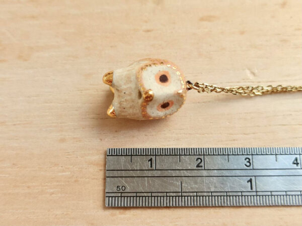 pink orange owl ceramic diffuser necklace