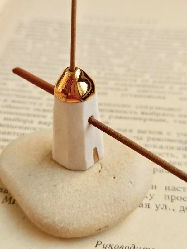 Hexagonal golden house incense holder