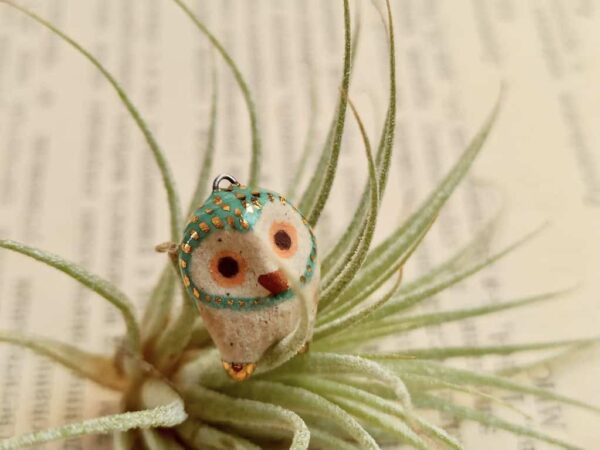 mint green owl ceramic diffuser necklace