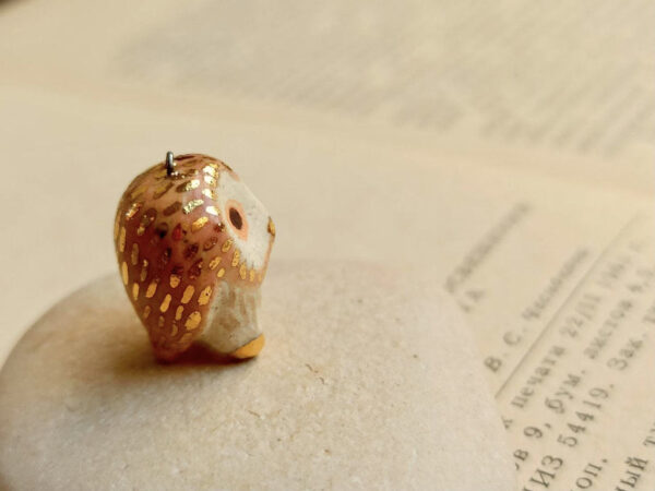 pink orange owl ceramic diffuser necklace